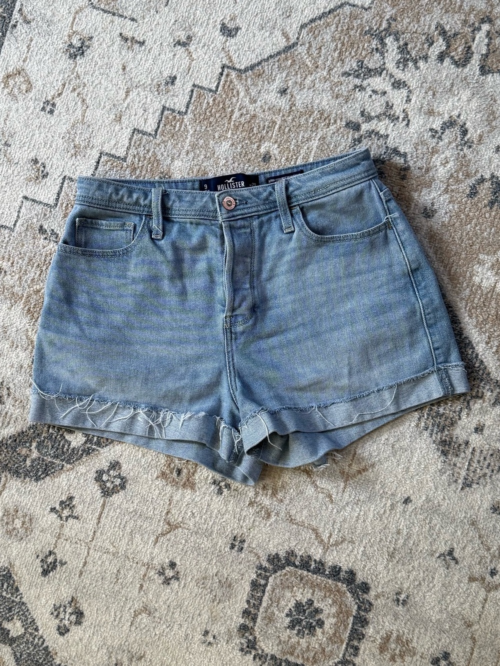 Hollister Light Blue Distressed Ultra High Rise Denim Shorts W29/S9